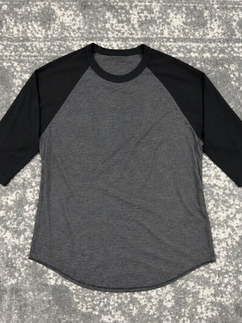 Charcoal Gray & Black 3/4 Sleeve Raglan Baseball Shirt